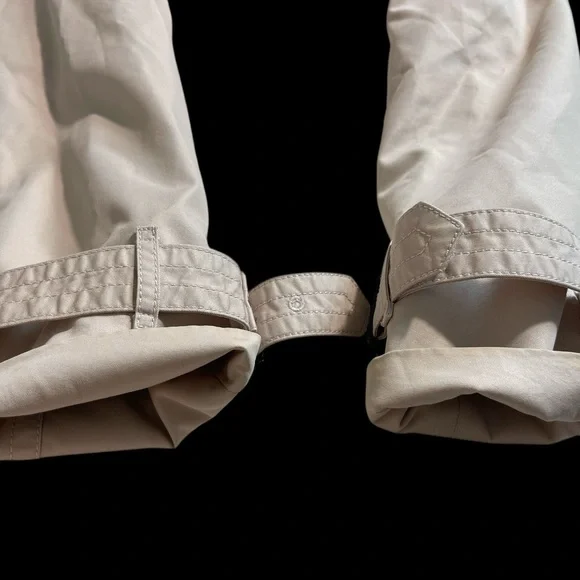 Coach New York F34024 Beige Trench Coat Double Breasted Belted Leather Trim L - Picture 15 of 16